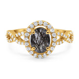 Art Deco Oval Natural Stone Split Shank Ring