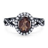 Art Deco Oval Natural Stone Split Shank Ring