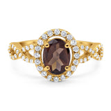 Art Deco Oval Natural Stone Split Shank Ring