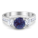 Art Deco Round Natural Stone Three Stone Ring