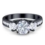 Art Deco Round Natural Stone Three Stone Ring