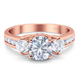 Art Deco Round Natural Stone Three Stone Ring