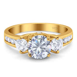 Art Deco Round Natural Stone Three Stone Ring