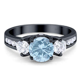 Art Deco Round Natural Stone Three Stone Ring