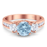 Art Deco Round Natural Stone Three Stone Ring