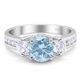 Art Deco Round Natural Stone Three Stone Ring