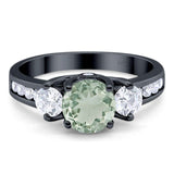 Art Deco Round Natural Stone Three Stone Ring