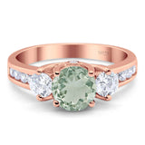 Art Deco Round Natural Stone Three Stone Ring