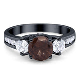 Art Deco Round Natural Stone Three Stone Ring