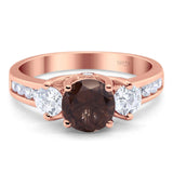 Art Deco Round Natural Stone Three Stone Ring