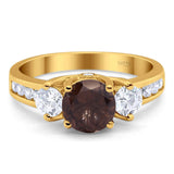 Art Deco Round Natural Stone Three Stone Ring