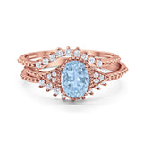Three Piece Oval Natural Stone Beaded Ring 