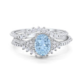 Three Piece Oval Natural Stone Beaded Ring 