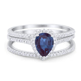 Pear Teardrop Natural Stone Three Piece Ring