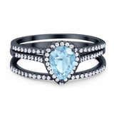 Pear Teardrop Natural Stone Three Piece Ring