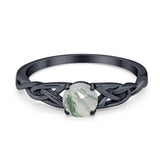 Vintage Style Round Natural Stone Trinity Ring