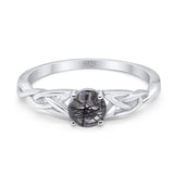 Vintage Style Round Natural Stone Trinity Ring