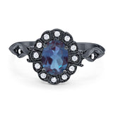 Art Deco Oval Natural Stone Wedding Ring