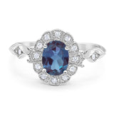 Art Deco Oval Natural Stone Wedding Ring