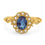 Art Deco Oval Natural Stone Wedding Ring