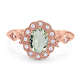 Art Deco Oval Natural Stone Wedding Ring