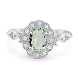 Art Deco Oval Natural Stone Wedding Ring