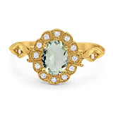 Art Deco Oval Natural Stone Wedding Ring