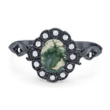 Art Deco Oval Natural Stone Wedding Ring
