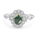 Art Deco Oval Natural Stone Wedding Ring