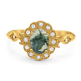 Art Deco Oval Natural Stone Wedding Ring