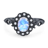 Art Deco Oval Natural Stone Wedding Ring