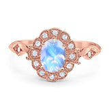 Art Deco Oval Natural Stone Wedding Ring