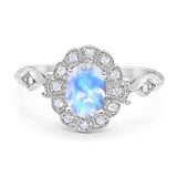 Art Deco Oval Natural Stone Wedding Ring