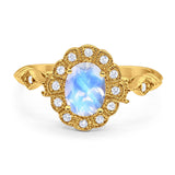 Art Deco Oval Natural Stone Wedding Ring
