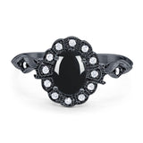 Art Deco Oval Natural Stone Wedding Ring