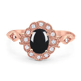 Art Deco Oval Natural Stone Wedding Ring