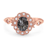 Art Deco Oval Natural Stone Wedding Ring