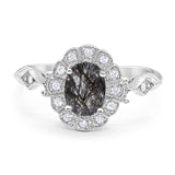 Art Deco Oval Natural Stone Wedding Ring