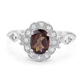 Art Deco Oval Natural Stone Wedding Ring