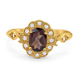 Art Deco Oval Natural Stone Wedding Ring