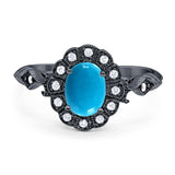 Art Deco Oval Natural Stone Wedding Ring