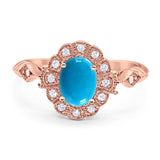 Art Deco Oval Natural Stone Wedding Ring