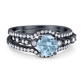 Three Piece Round Natural Stone Bridal Ring