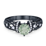 Art Deco Round Natural Stone Floral Ring