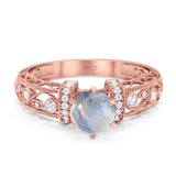 Art Deco Round Natural Stone Floral Ring
