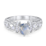 Art Deco Round Natural Stone Floral Ring