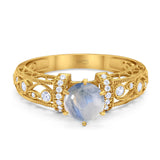 Art Deco Round Natural Stone Floral Ring