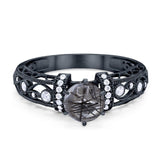 Art Deco Round Natural Stone Floral Ring