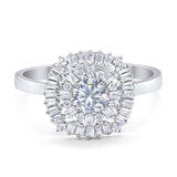 Art Deco Round Moissanite Halo Cocktail Ring 925 Sterling Silver