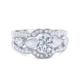 Three Piece Round Moissanite Cocktail Ring 925 Sterling Silver